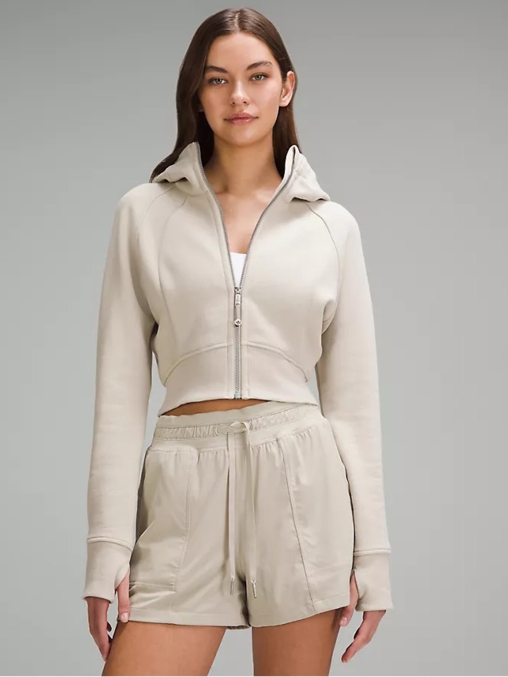 Lululemon Scuba Full-Zip Cropped Hoodie - Mojave Tan, Size 8